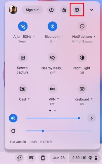 సెట్టింగులను తెరవండి